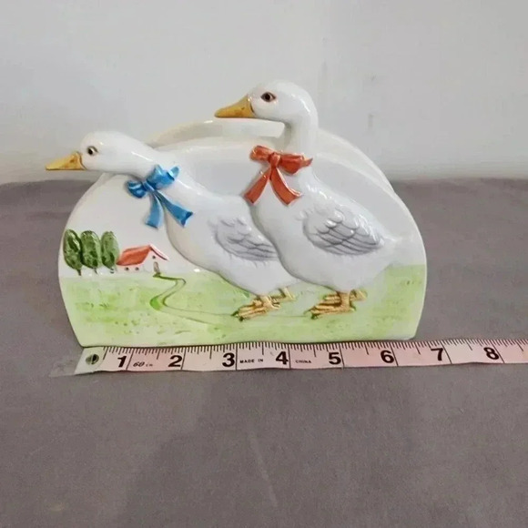 Ceramic Goose Napkin Holder Farmhouse Decor Kitchen Table Centerpiece - Picture 3 of 6